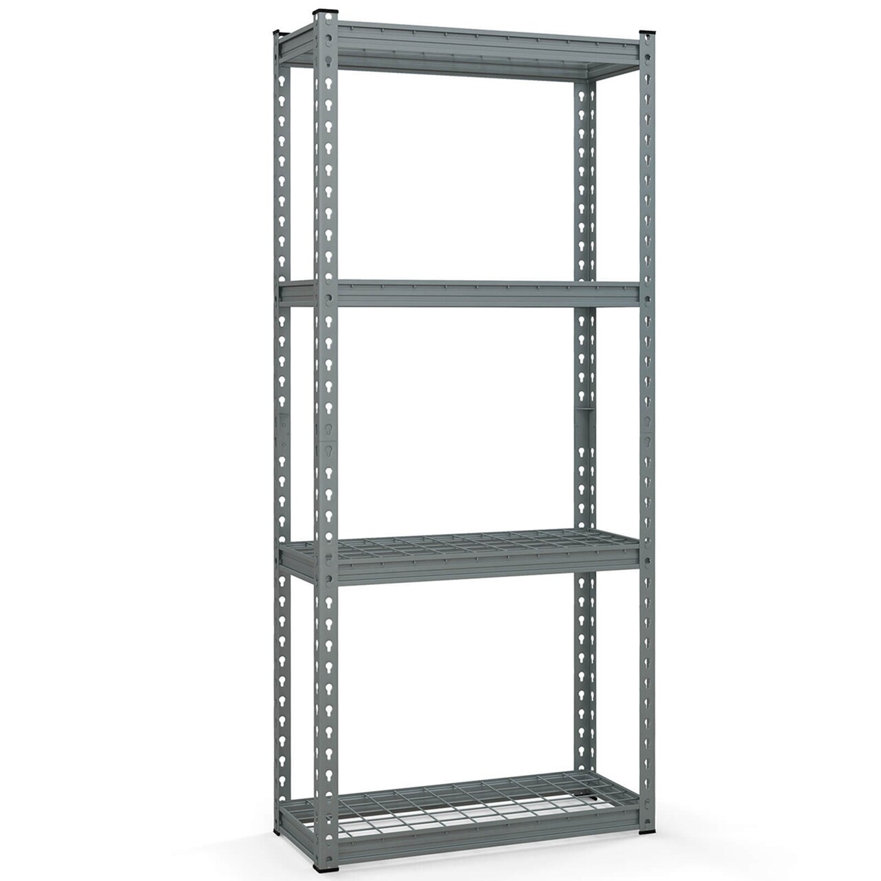 Costway 1/2/3/4 PCS 4-Tier Metal Shelving Unit Heavy Duty Wire Storage Rack with Anti-slip Foot Pads Grey